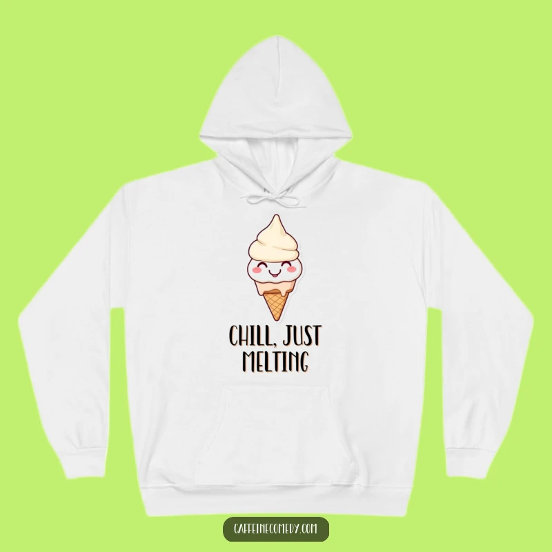 Funny Melting Ice Cream Hoodie: Cozy Character Cheerfully Melting, Warm Gift