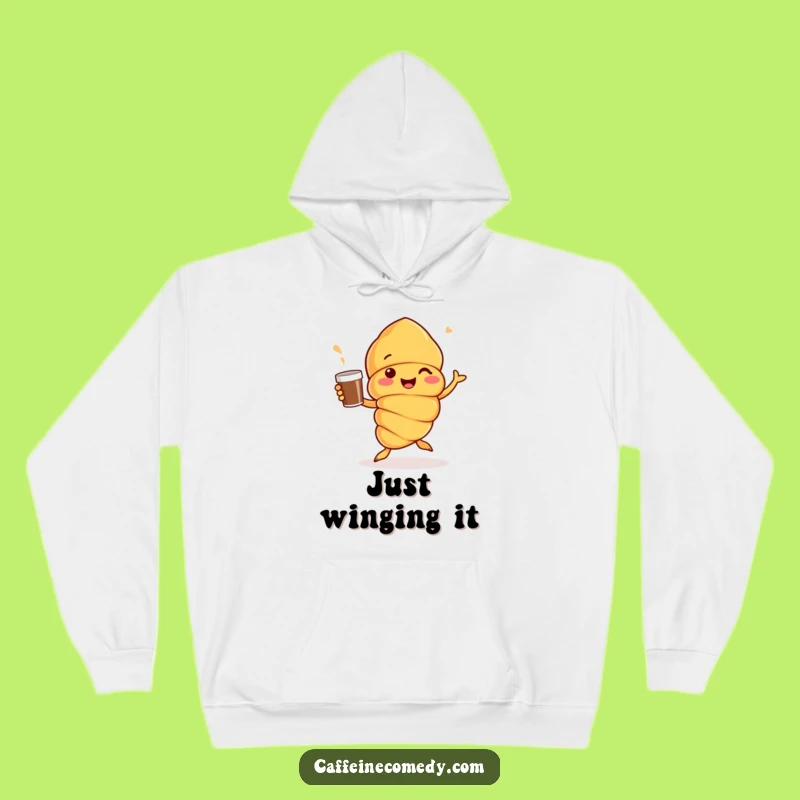 Cozy Funny Croissant Jig Hoodie: Cheerful Coffee Lover Apparel