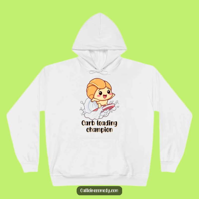 Funny Kawaii Croissant Surfing Milk Hoodie: Cozy Humor for Chilly Mornings