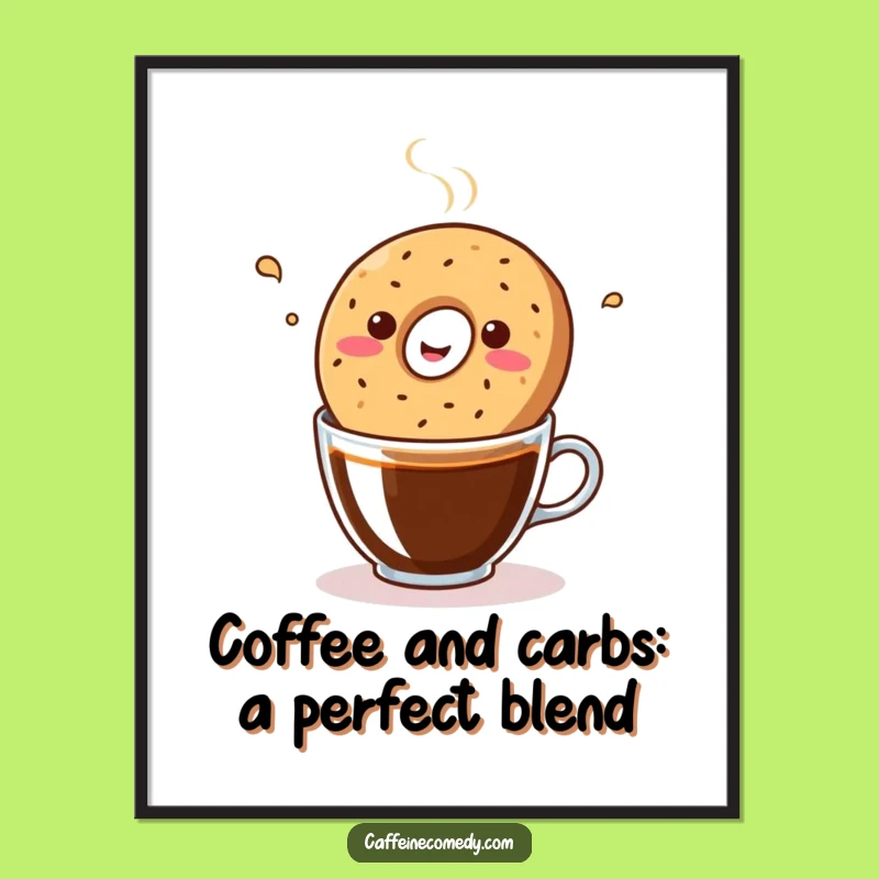 Funny Free Printable Wall Art: Kawaii Bagel's Coffee Jam Session
