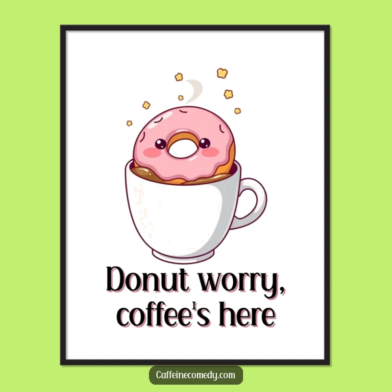 Free Printable Kawaii Doughnut Coffee Wall Art - Funny Dreamy Downloadable Decor