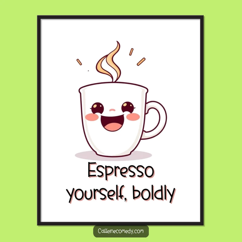 Funny Free Printable Espresso Art: Energetic Coffee Downloadable Gift for Walls