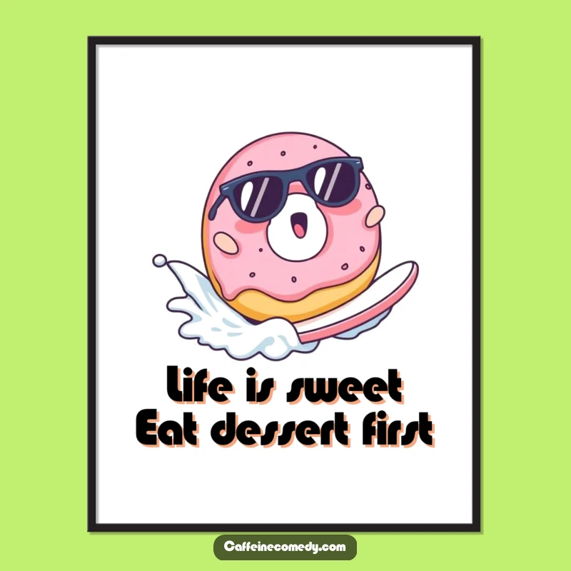 Free Printable Wall Art: Surfing Donut Cool Milk Wave Quirky Decor