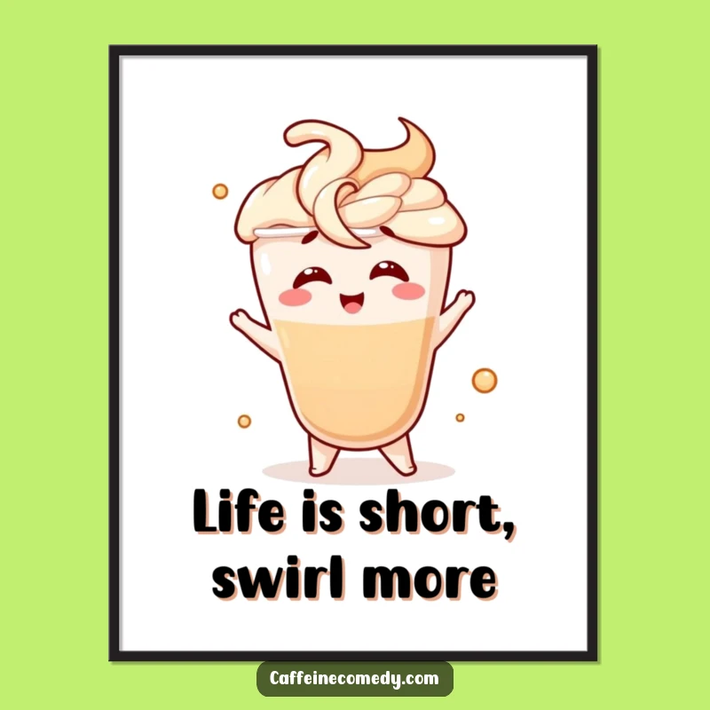 Funny Free Printable Latte Art: Swirling Coffee Downloadable Gift for Decor