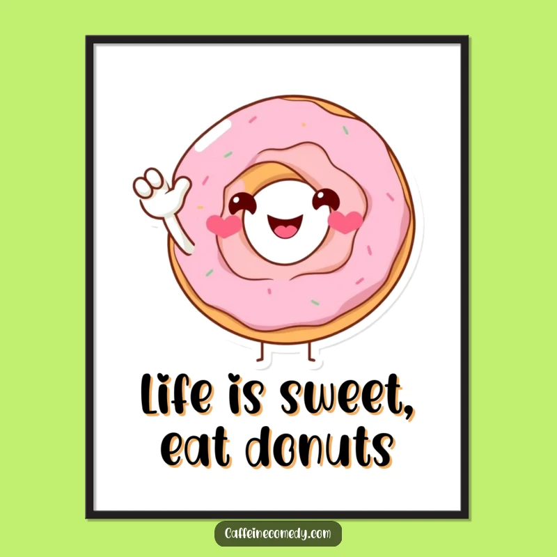 Funny Free Printable Wall Art: Smiling Donut Character's Sugary Wave