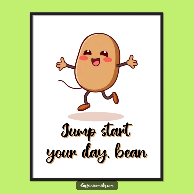 Free Printable Kawaii Coffee Bean Jumping Rope Wall Art - Funny Downloadable Decor