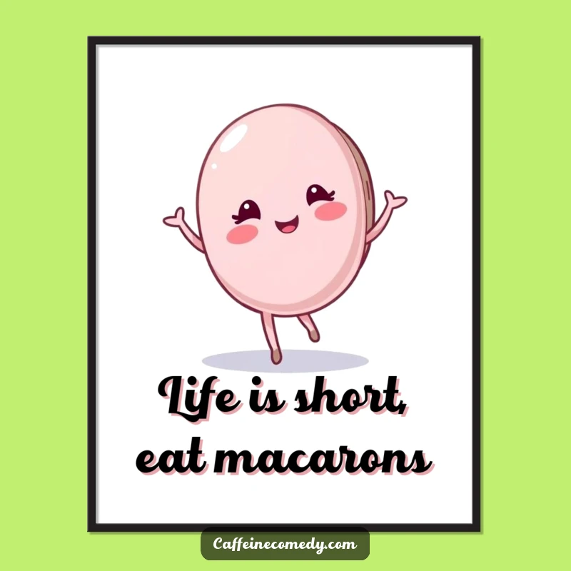 Funny Free Printable Wall Art: Pleased Macaron Character's Graceful Twirl