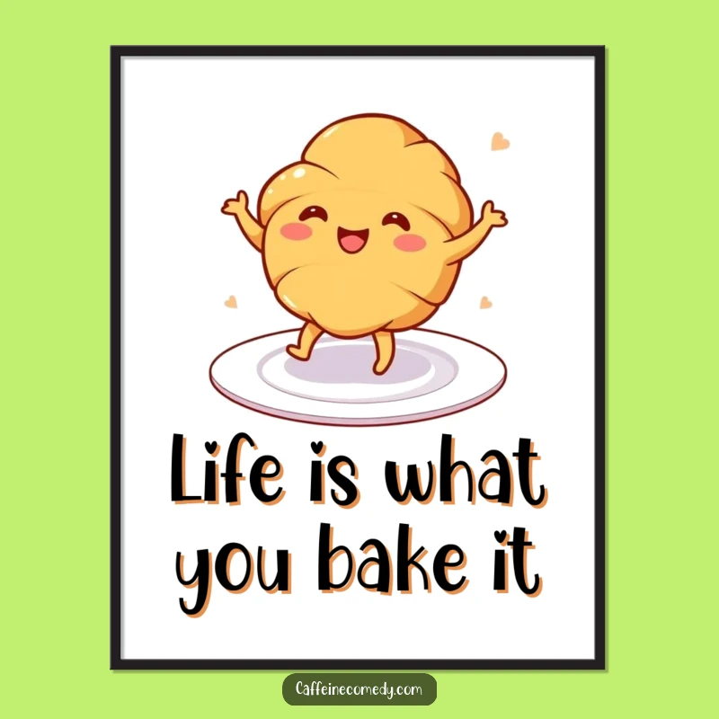 Free Printable Wall Art: Dancing Croissant Whimsical Pastry Kitchen Decor