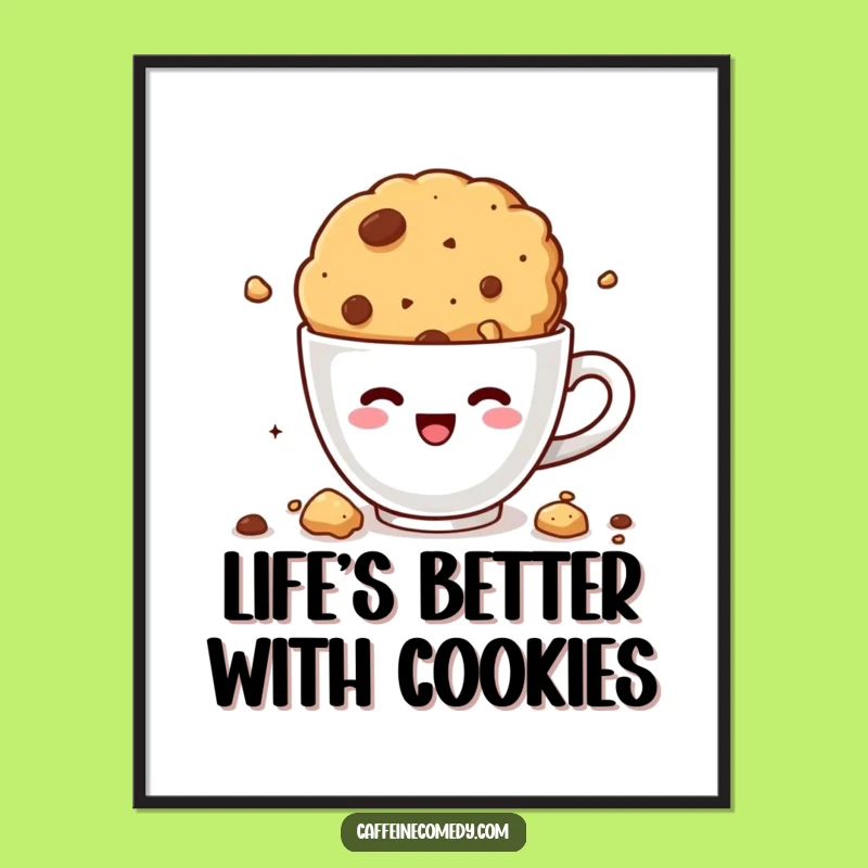 Free Printable Kawaii Cookie Coffee Wall Art - Funny Dive Downloadable Decor