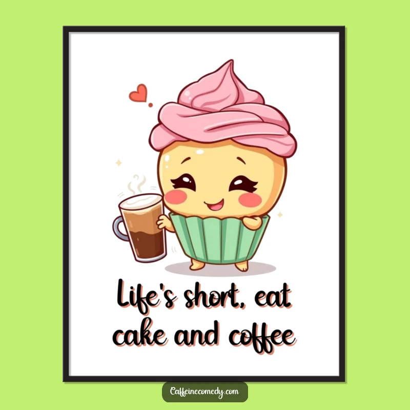 Free Printable Wall Art: Giggling Cupcake Coffee Drama - Funny Downloadable Foodie Gift!