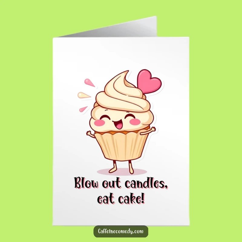 Free Printable Blowing Frosting Cupcake Birthday Card - Funny Downloadable Gift for a Sweet Bash