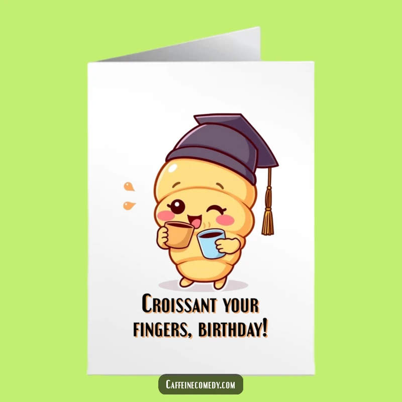 Free Printable Birthday Card: Croissant Graduate - Funny Downloadable Gift