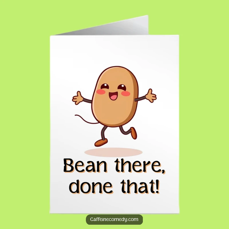 Free Printable Kawaii Coffee Bean Jumping Rope Birthday Card - Funny Downloadable Gift