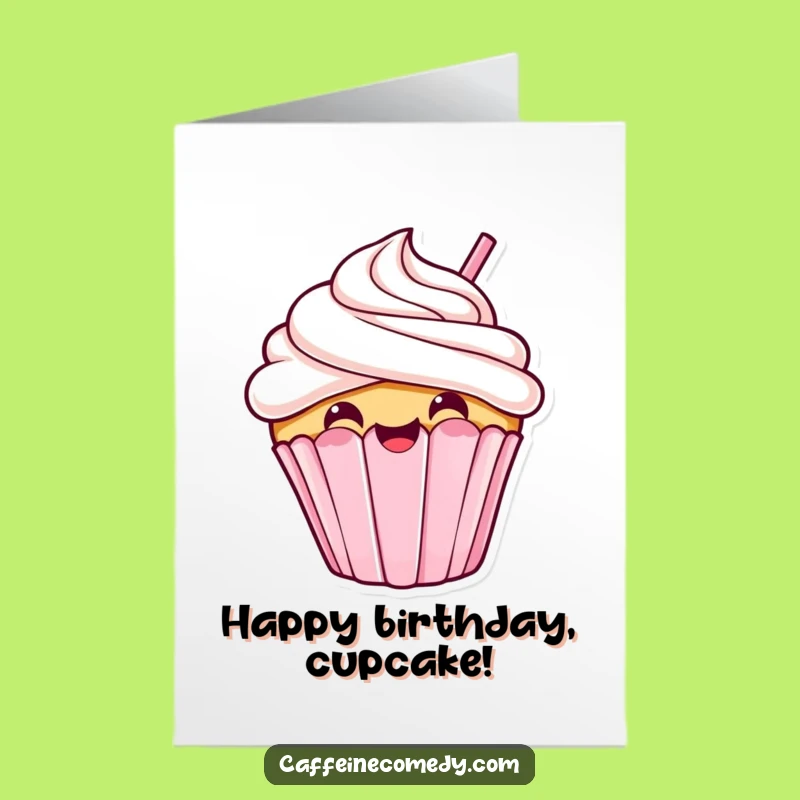 Free Printable Kawaii Cupcake Birthday Card - Funny Sip Greeting Downloadable Gift