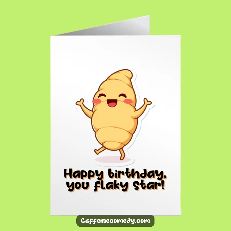Free Printable Birthday Card: Joyful Croissant Dance Card for a Delicious, Downloadable Gift