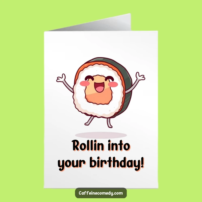 Free Printable Birthday Card: Funny Sushi Dance DIY Gift Download