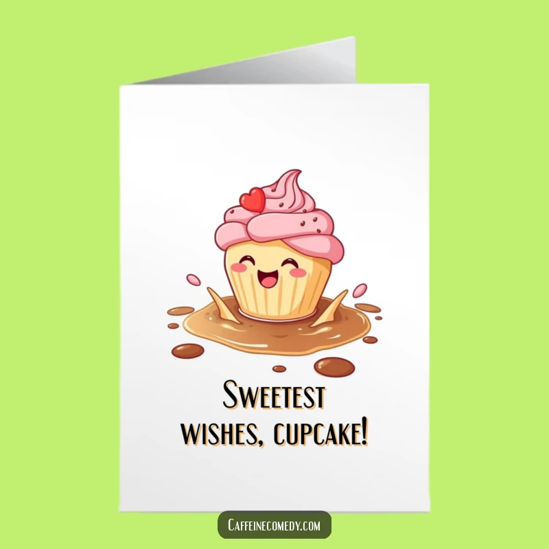 Free Printable Birthday Card: Cupcake Coffee Splash, Hilarious Downloadable Greeting for Sweet Celebrations