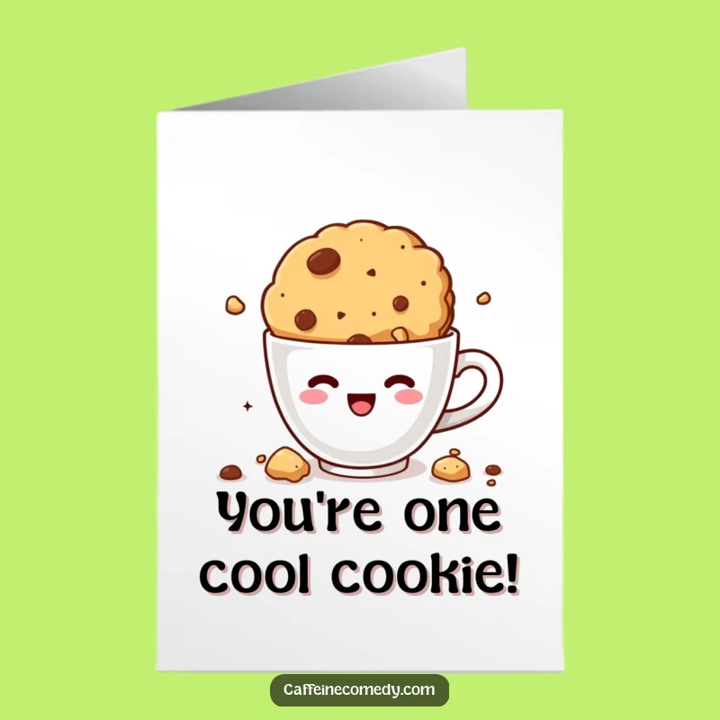 Free Printable Kawaii Cookie Coffee Congrats Card - Funny Dive Downloadable