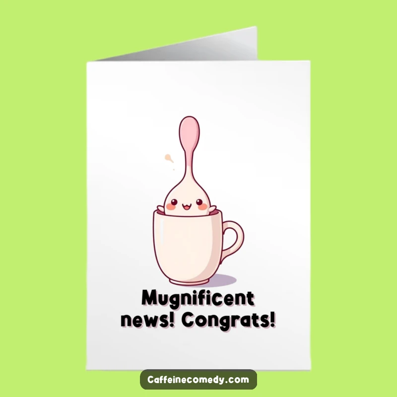Free Printable Congrats Card: Joyful Dancing Spoon Kawaii Celebrate Downloadable Gift