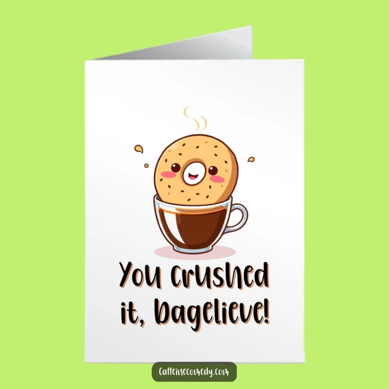 Free Printable Congrats Card: Kawaii Bagel's Coffee Celebration
