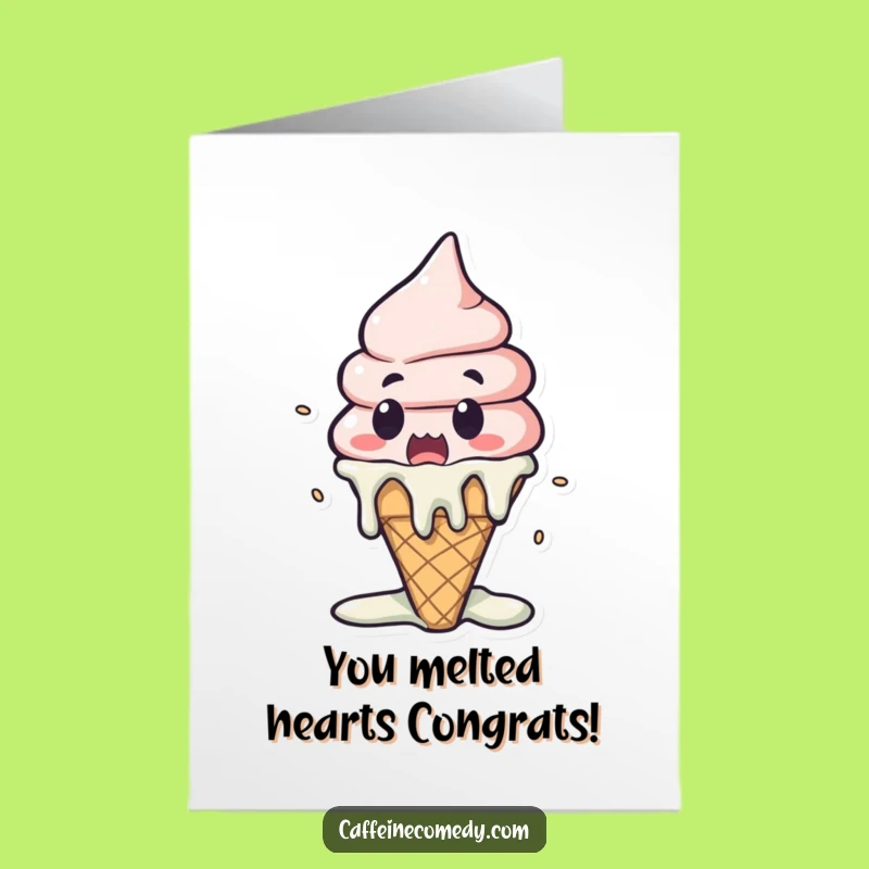 Free Printable Congrats Kawaii Ice Cream Card: Melting Surprise Downloadable Gift