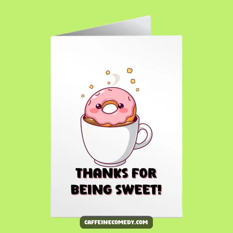 Free Printable Kawaii Doughnut Coffee Thank You Card - Funny Dreamy Downloadable