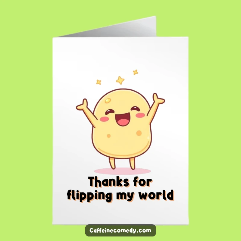 Free Printable Thank You Kawaii Pancake Card: Grateful Flip Downloadable Gift