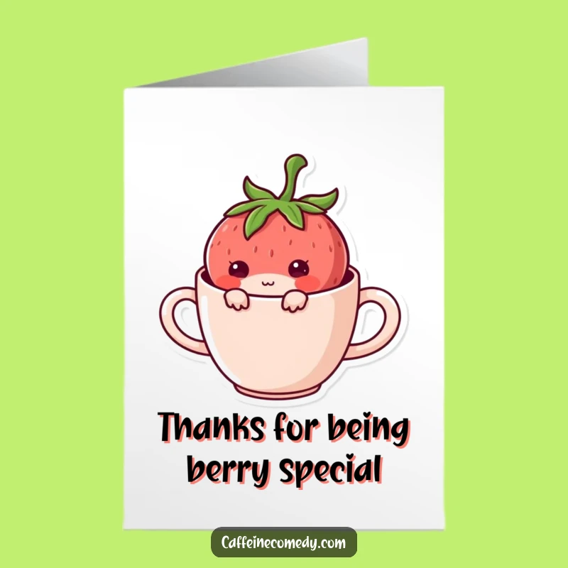 Free Printable Thank You Kawaii Strawberry Mug Card: Secret Thanks Downloadable Gift
