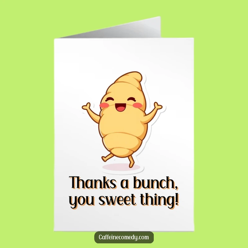 Free Printable Thank You Card: Dancing Croissant Card for a Grateful, Downloadable Gift