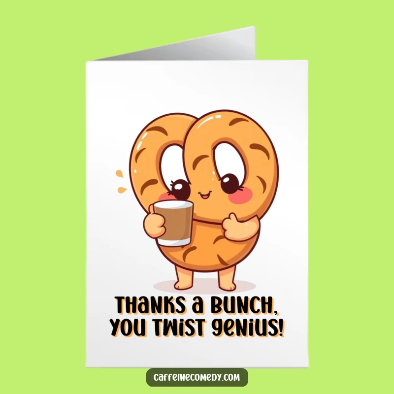 Free Printable Thank You Card: Winking Pretzel Offers Coffee - A Funny Downloadable Gift!