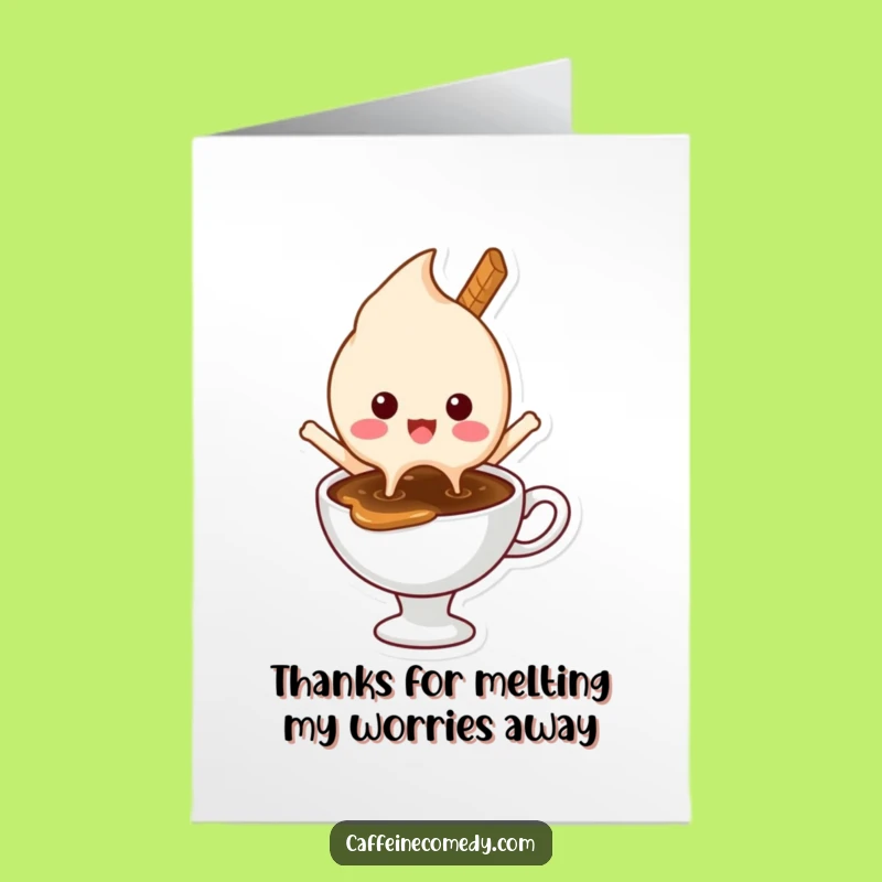 Free Printable Thank You Card: Melting Ice Cream Coffee - A Funny Downloadable Gift!