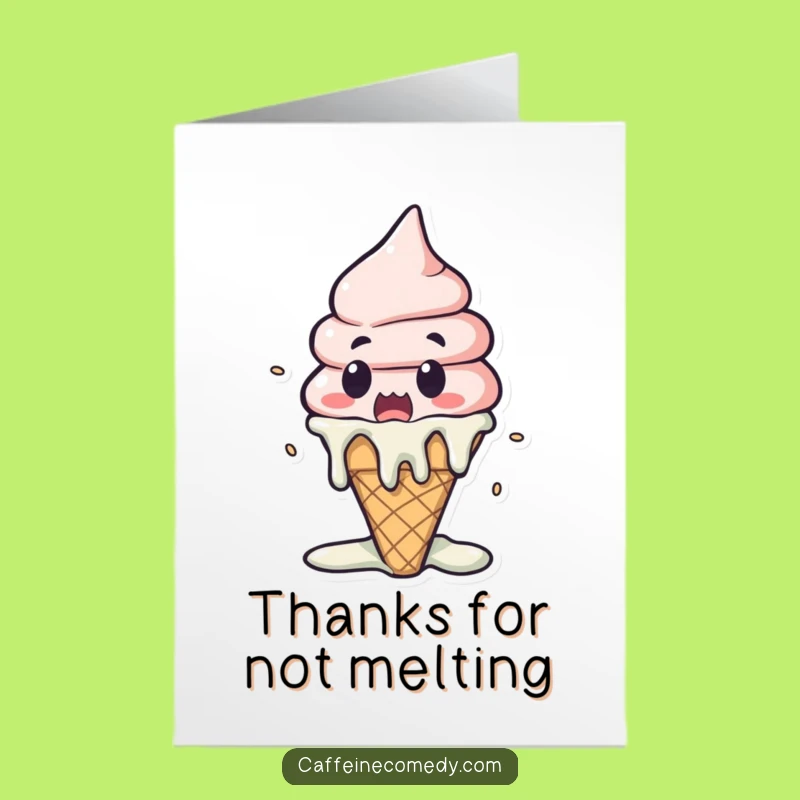 Free Printable Thank You Kawaii Ice Cream Card: Shocked Melt Downloadable Gift