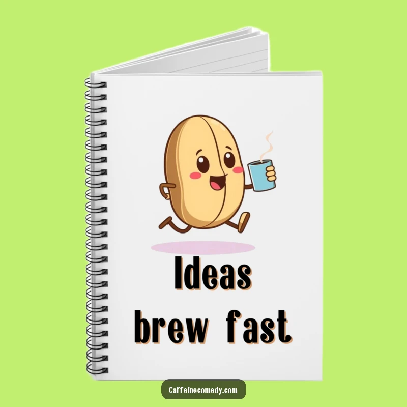 Funny Kawaii Coffee Bean Sprinting Notebook - Jot Down Ideas with Energy