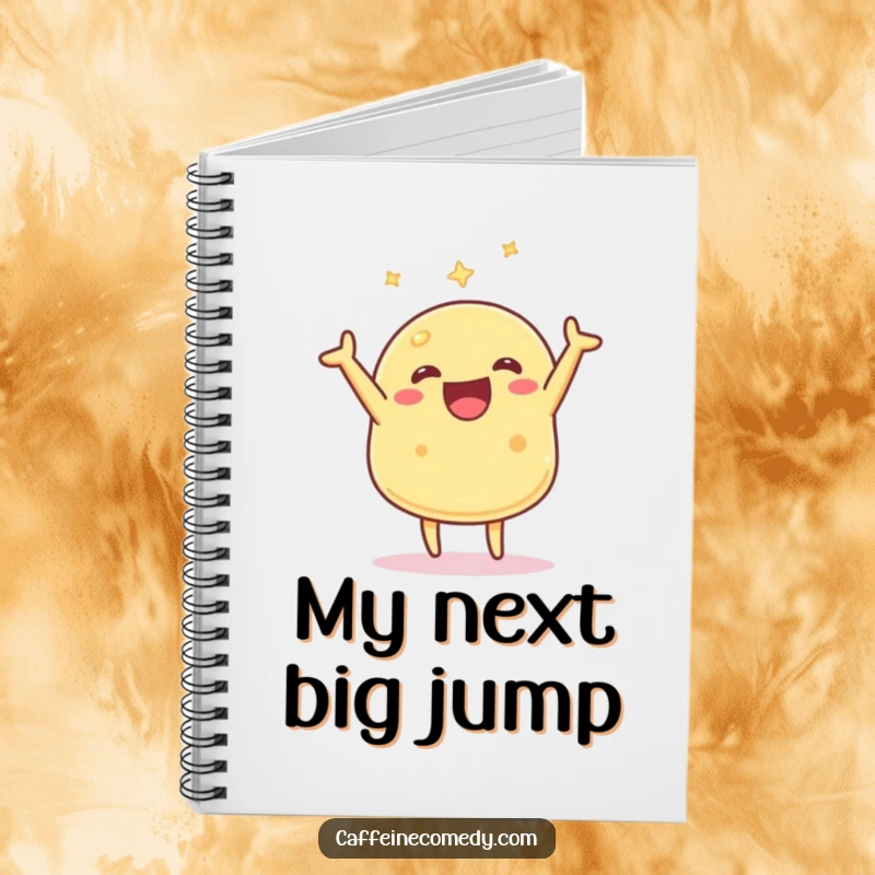Funny Kawaii Pancake Notebook: A happy pancake character flipping, ideal for noting down ideas with a humorous, cheerful touch.