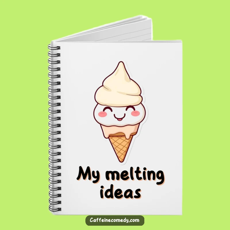 Funny Melting Ice Cream Notebook: Smiling Character Cheerfully Melting, Journaling Gift