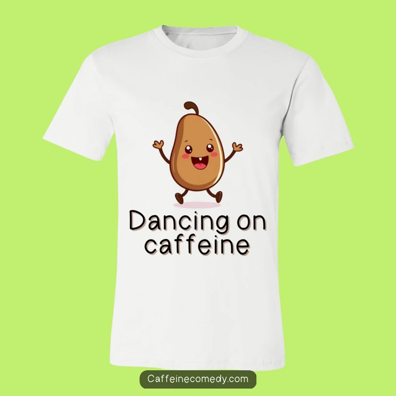 Funny Coffee Bean Dance T-Shirt: Grinning Character Jigging, Comfy & Fun!
