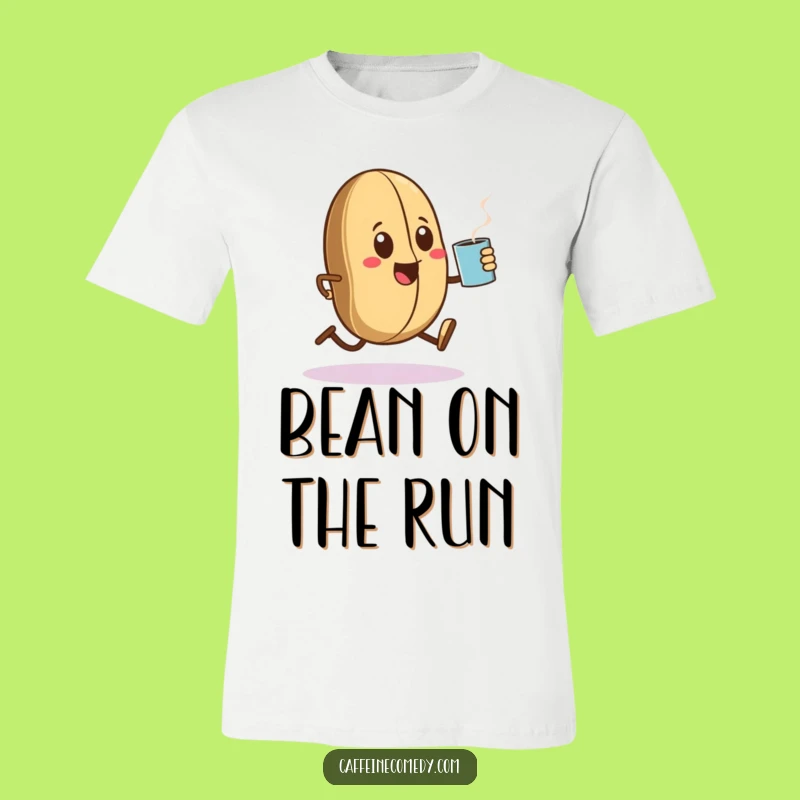 Funny Kawaii Coffee Bean Sprinting T-Shirt - Hilarious Gift for Coffee Addicts