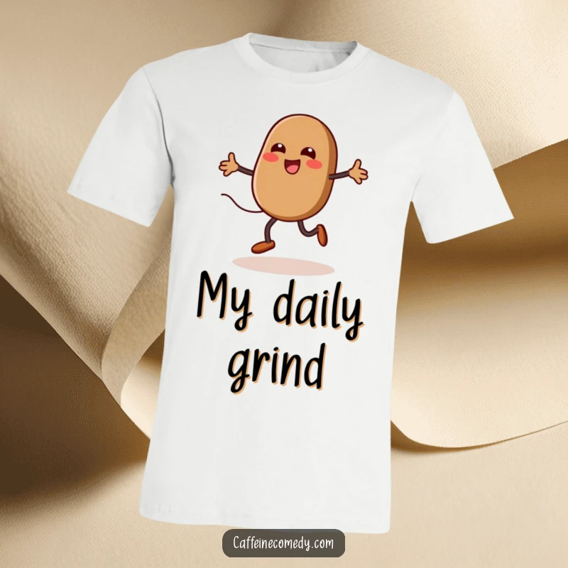 Funny kawaii coffee bean with legs jumping rope with steam, vibrant and energetic, on a t-shirt, a workout motivation.