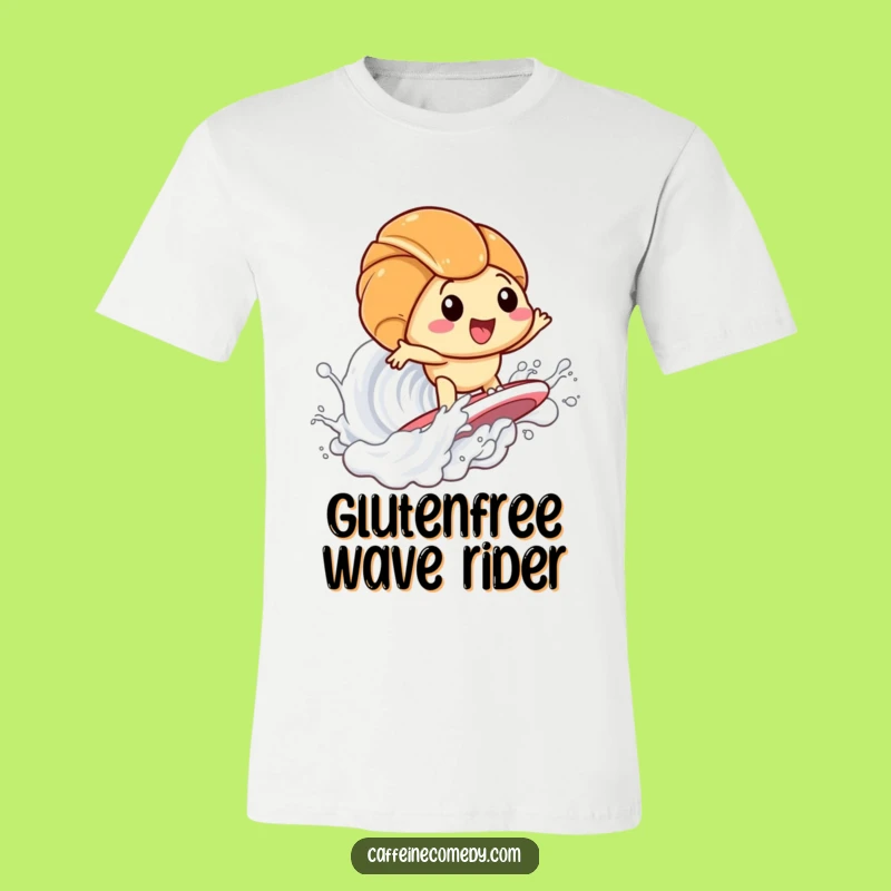 Funny Kawaii Croissant Surfing Milk T-Shirt: Wearable Humor for Foodie Fun