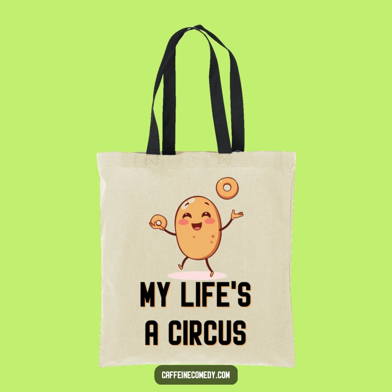 Funny Coffee Bean Juggling Bagels Tote Bag - Practical & Humorous Gift!