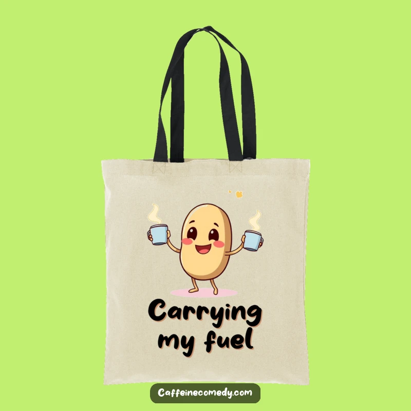 Funny Coffee Bean Tote Bag: Juggler, Steaming Mugs, Caffeine Carrier