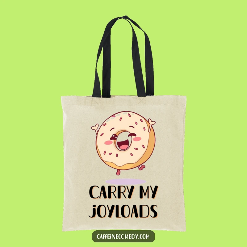 Funny Donut Leap Tote Bag: Delighted Sprinkled Character, Practical Gift