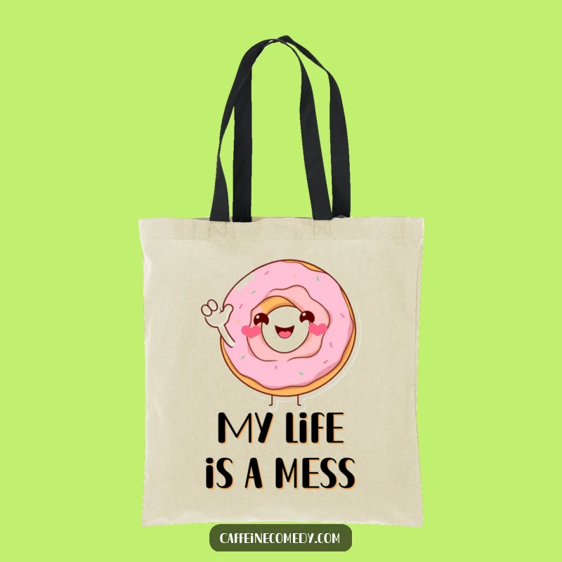 Funny Donut Tote Bag: Carry Your Essentials with the Smiling Donut's Sugary Wave, a Cute Gift!